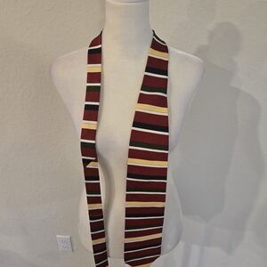 Elegant Striped Men's Tie in Red, Green, and Gold